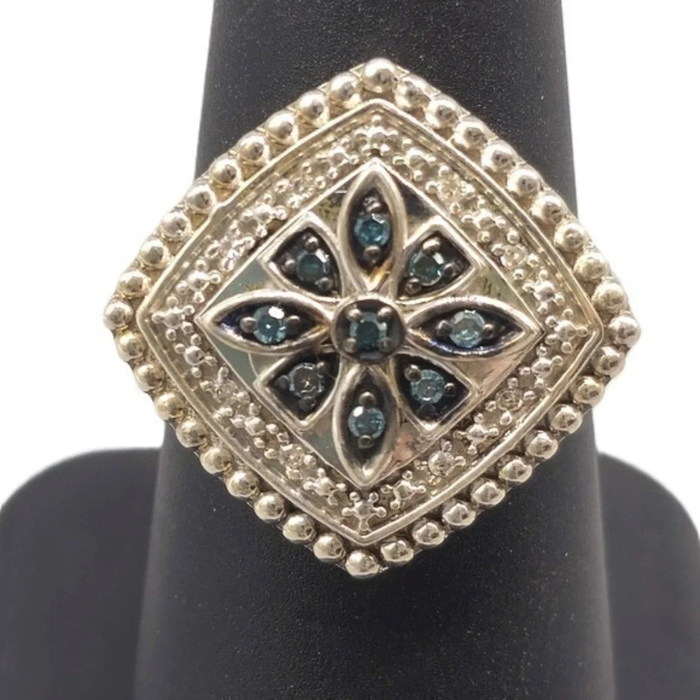 .925 SILVER DIAMOND 0.18CT FASHION RING SIZE 7 6.2G (GNH022685)